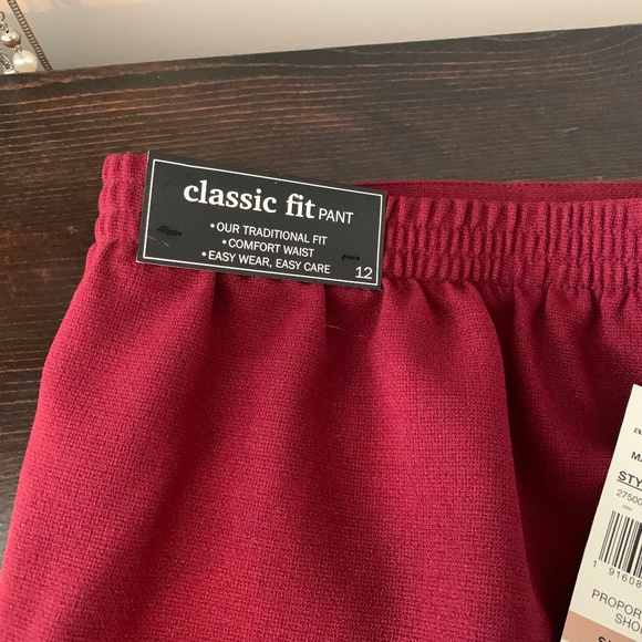 Alfred Dunner, 12S, Burgundy, Classic Fit Pants NWT - Picture 3 of 4